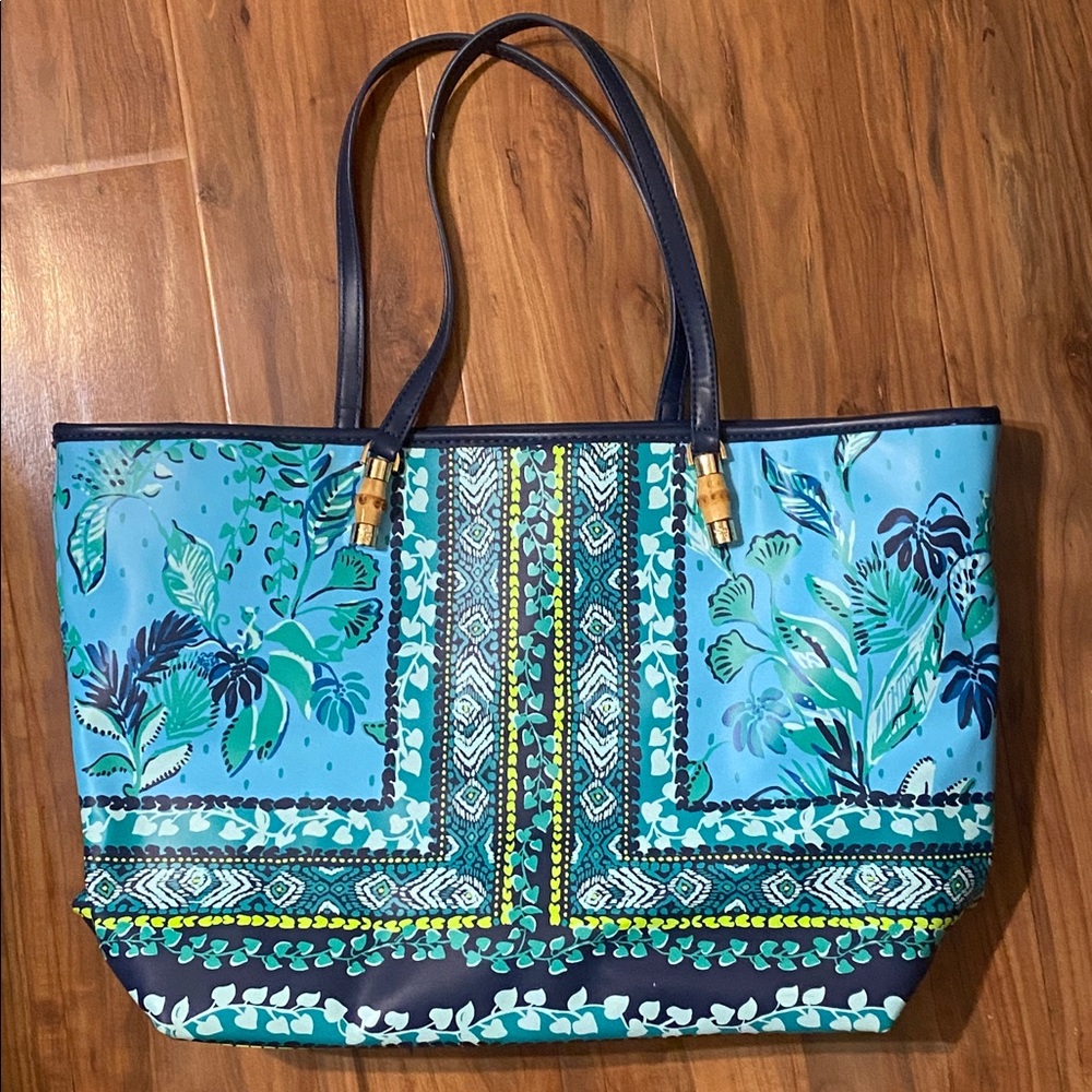 Lilly Pulitzer Meena Tote Bag Blue and Green